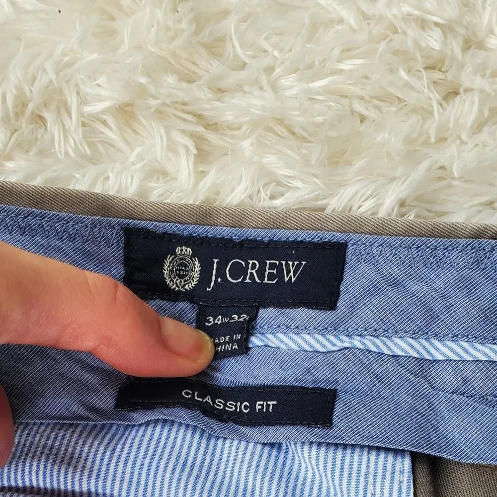 Mens J.Crew Classic Fit Khaki Chino Pants