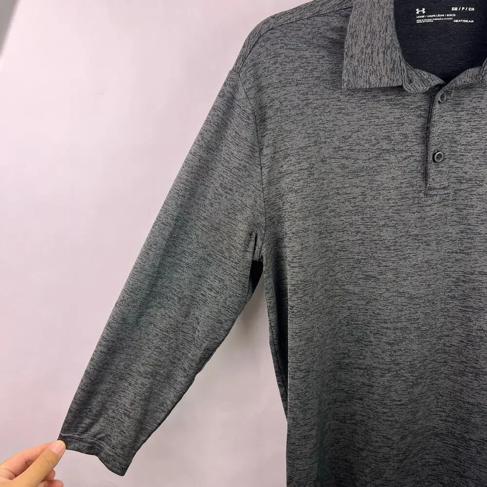 Under Armour HeatGear Polo, Gray, Polyester Blend, Athletic Golf Shirt