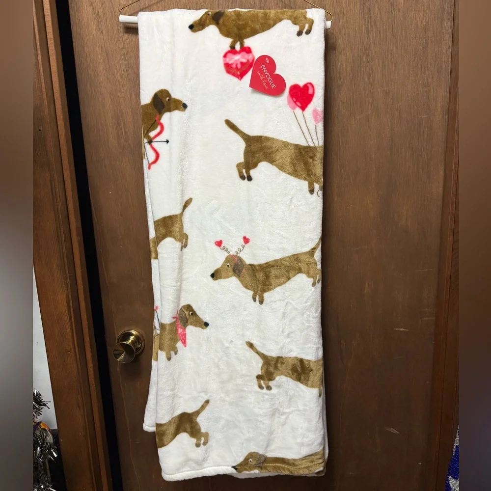 Cozy Blanket with Dachshund Print NWOT