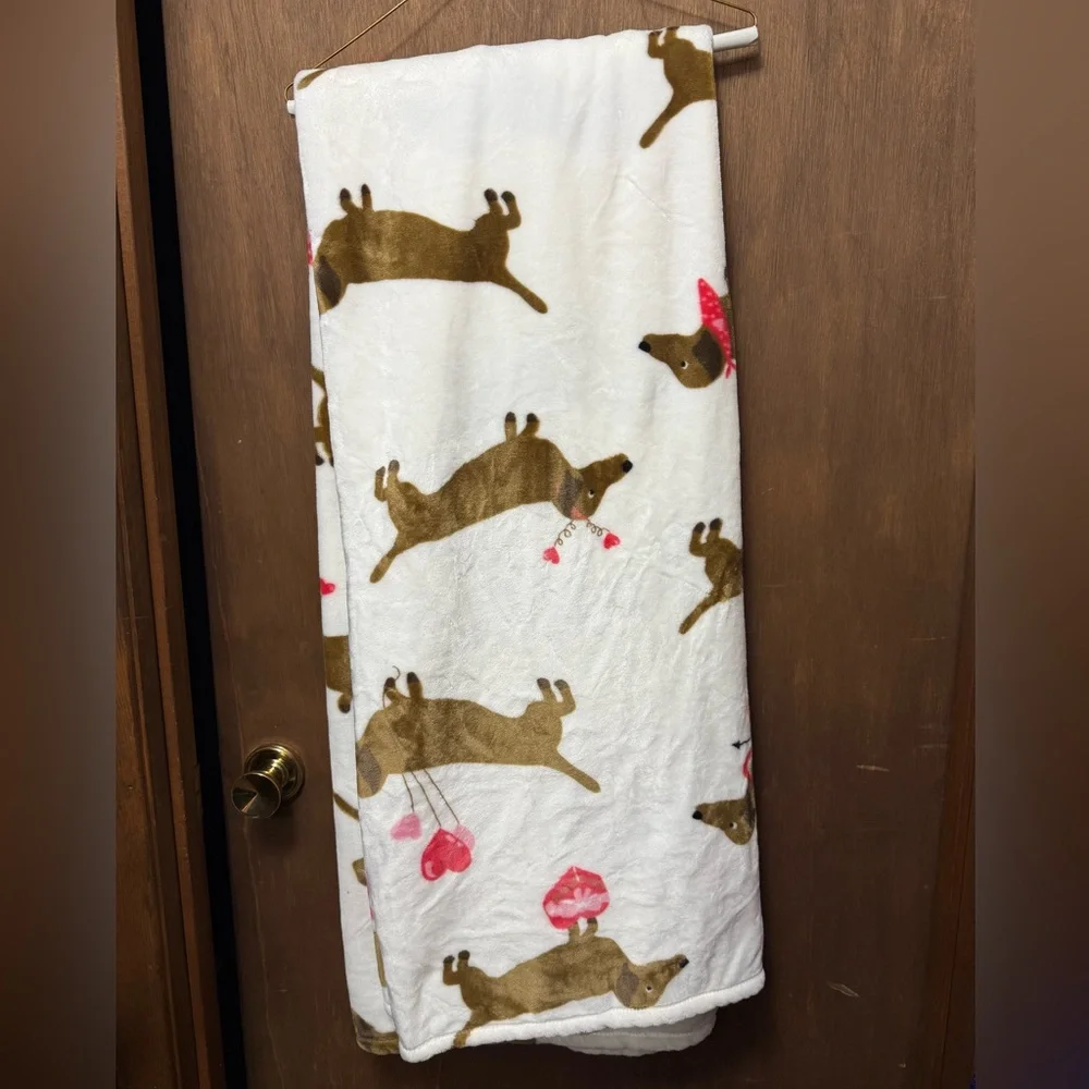 Cozy Blanket with Dachshund Print NWOT