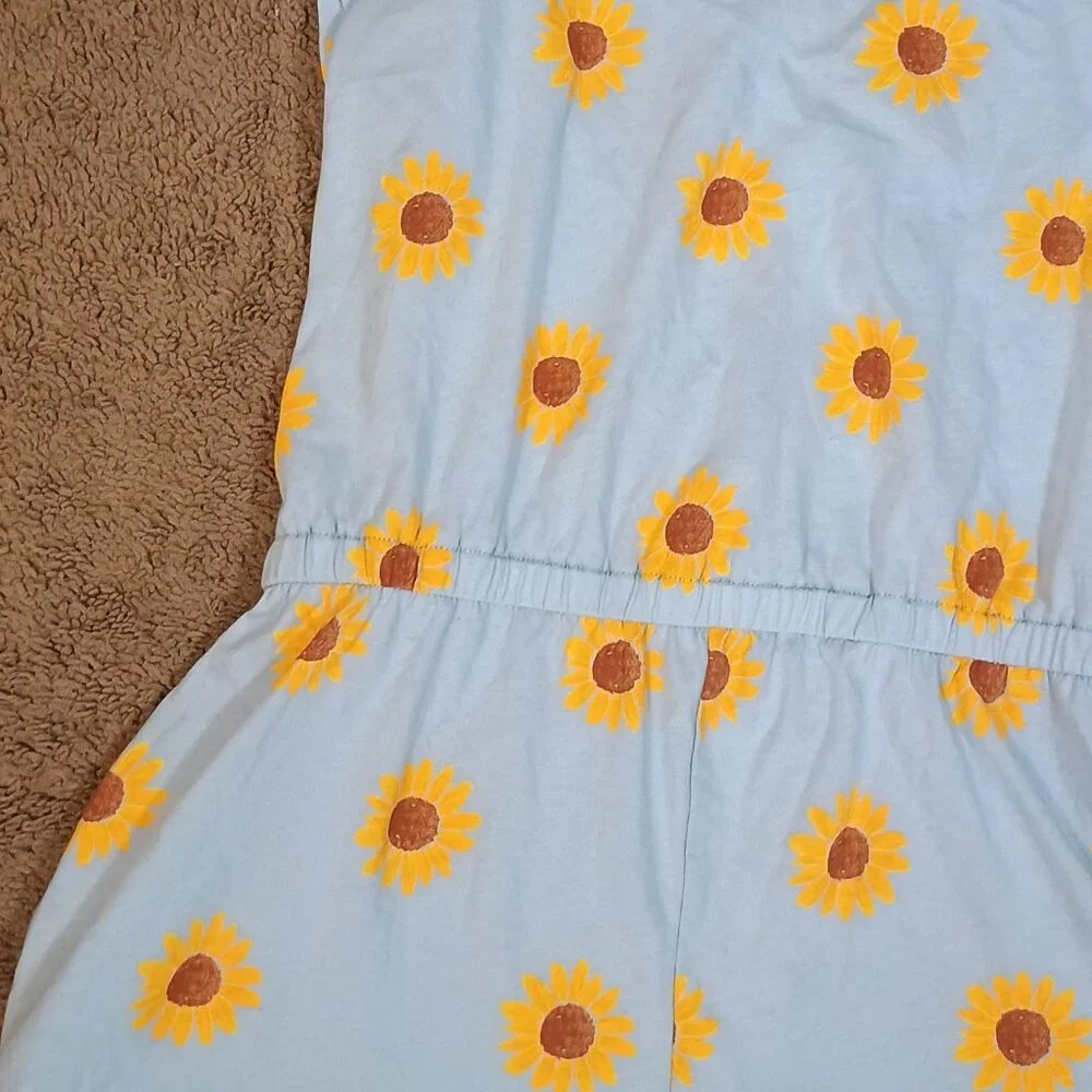 Old Navy/Flutter Sleeve Romper/Girls XL 14-16/Blue Sunflower Floral NWOT**