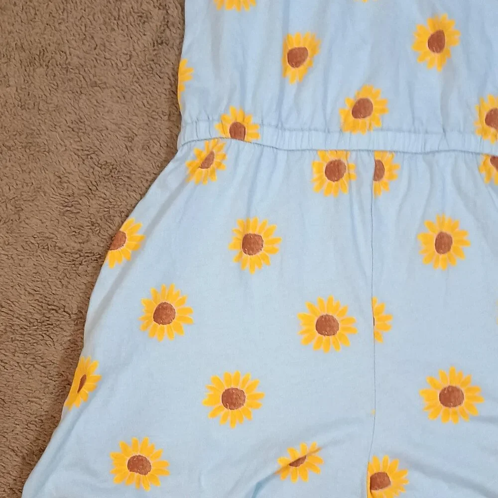 Old Navy/Flutter Sleeve Romper/Girls XL 14-16/Blue Sunflower Floral NWOT**