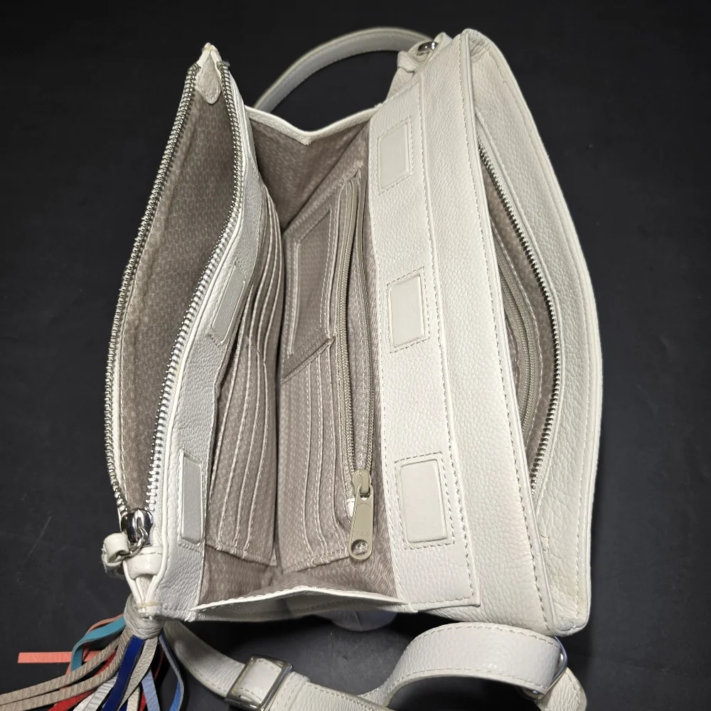 Brighton White Barbados Banks Multi-Color Tasseled Crossbody Magnetic Organizer,