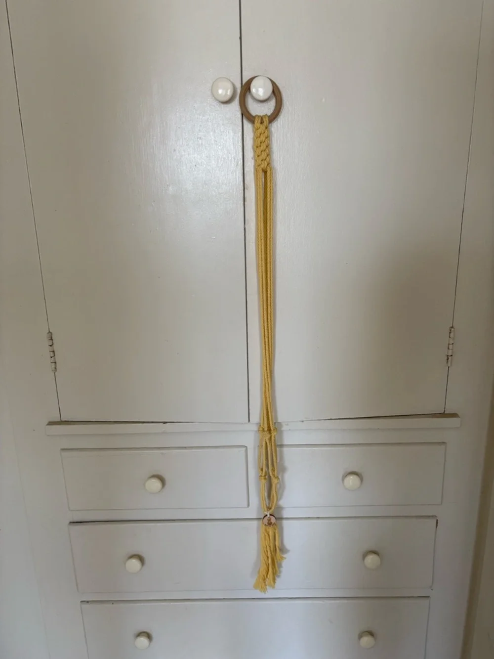 Yellow Macramé Hanging Plant Holder