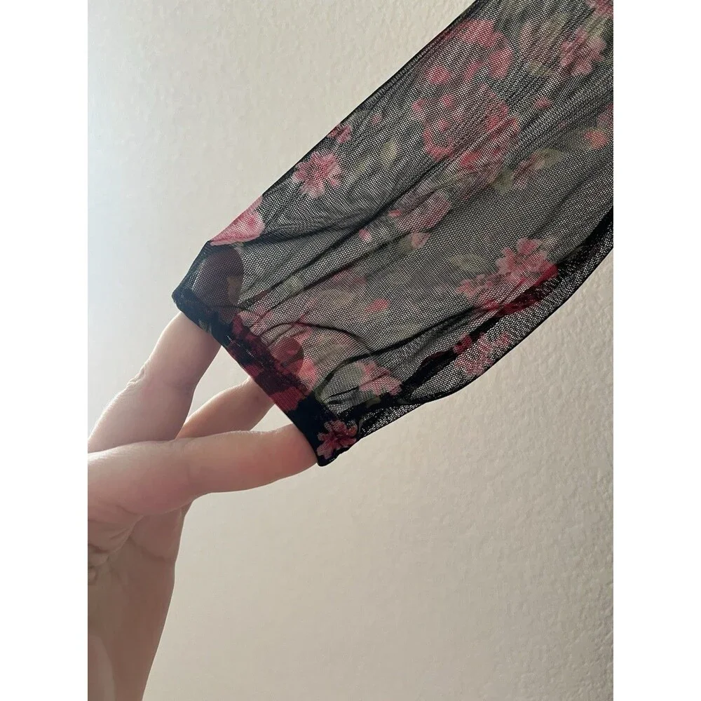 Girl's Black with Maroon Pink and Green Flower Old Navy Dress - Size S 6/7