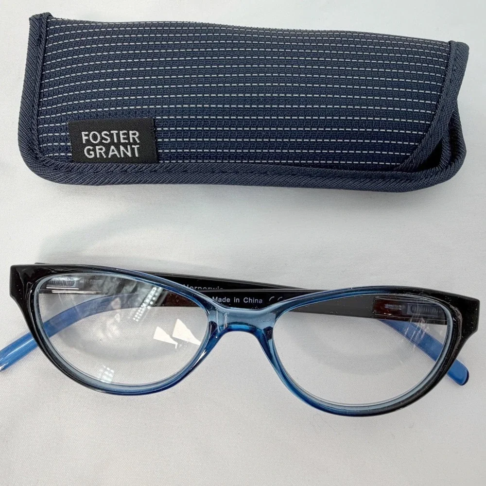 Norperwis Cat Eye Reading +1.75 Glasses Blue Black Gradient with Case 104-33