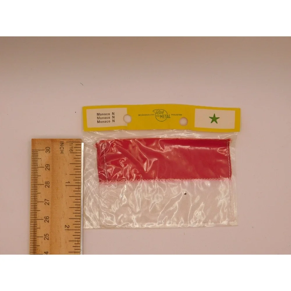 Vintage 1970s Monaco Merchant Ensign Mini-Flag W/original Twine Halyard