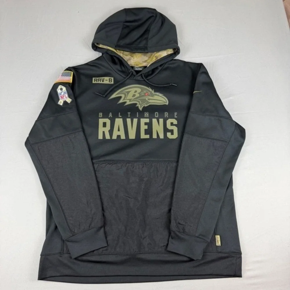 Nike Baltimore‎ Ravens NFL Dri Fit Hoodie Mens XL Salute To Service Camo 2020