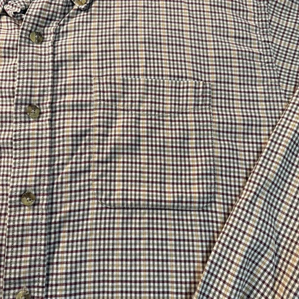 LL Bean Shirt XL‎ Tall XLT Maroon Check Long Sleeve Button Down Cotton Pocket