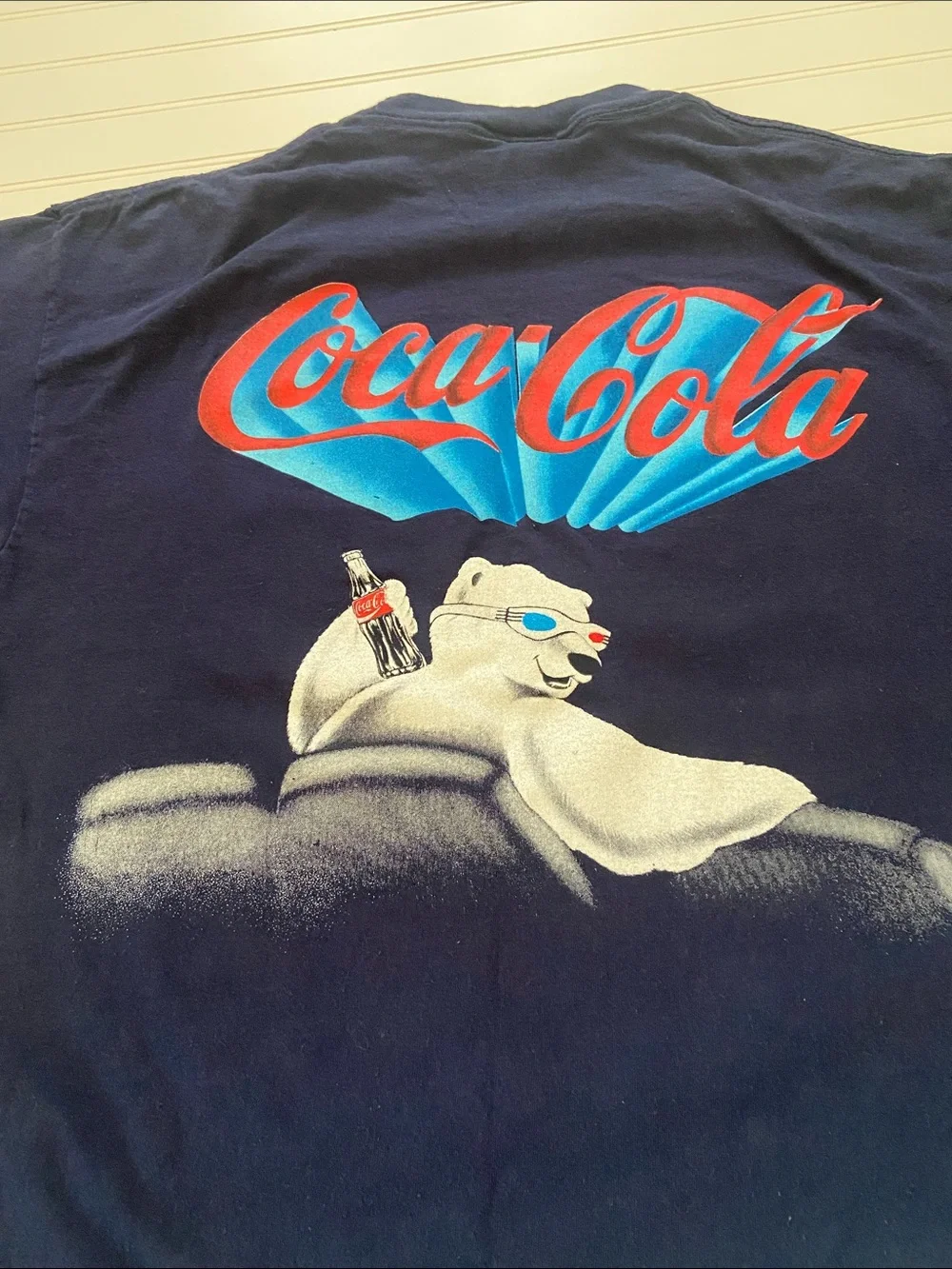 Vintage 1996 Coca Cola Polar Bear 3D Movie Tee XL Double Sided Single Stitch