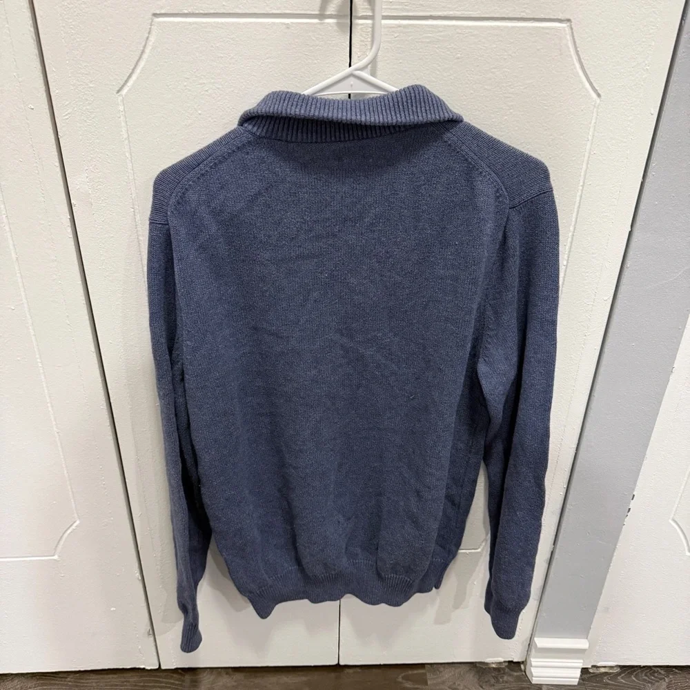 J. Crew Blue Cotton Quarter Zip Sweater