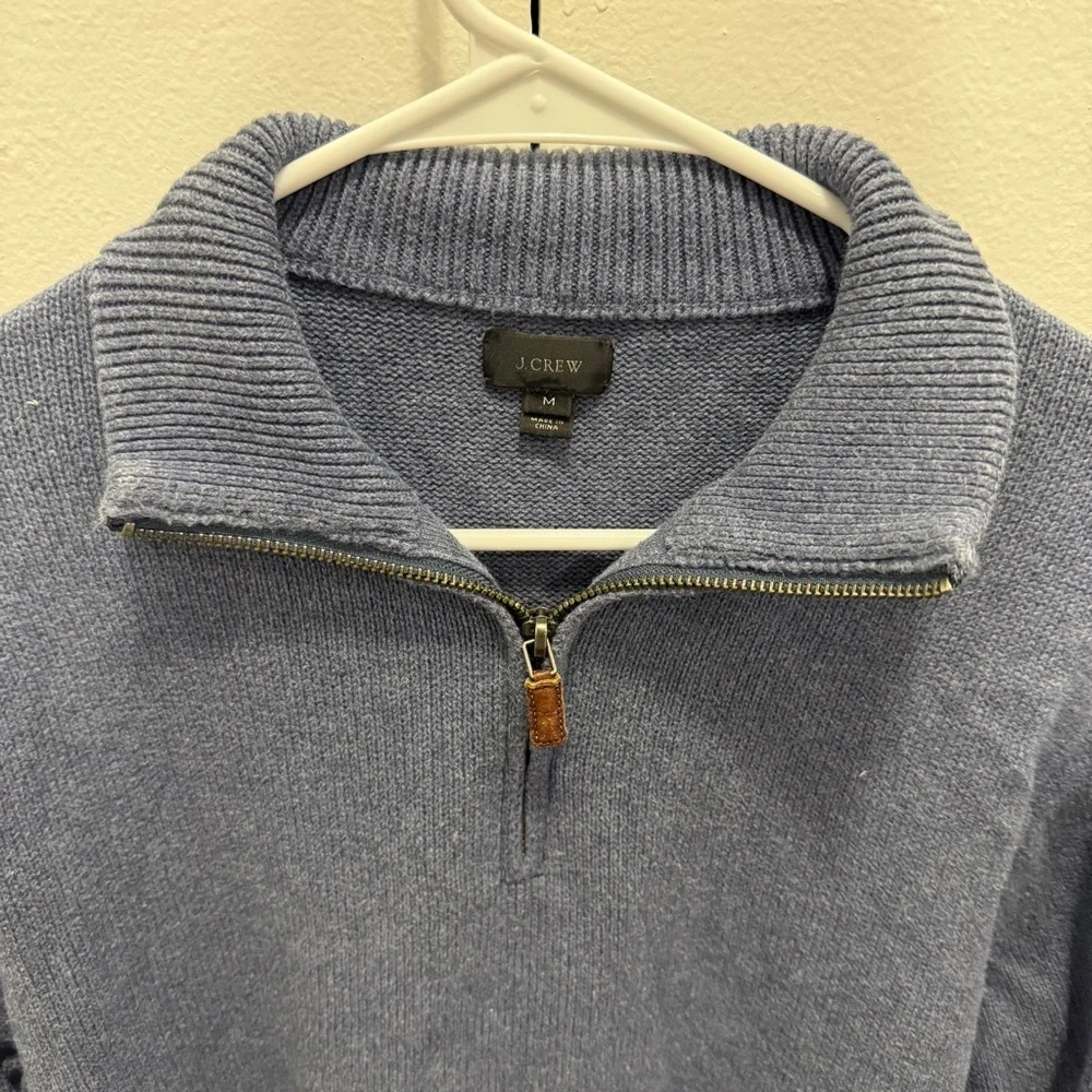 J. Crew Blue Cotton Quarter Zip Sweater