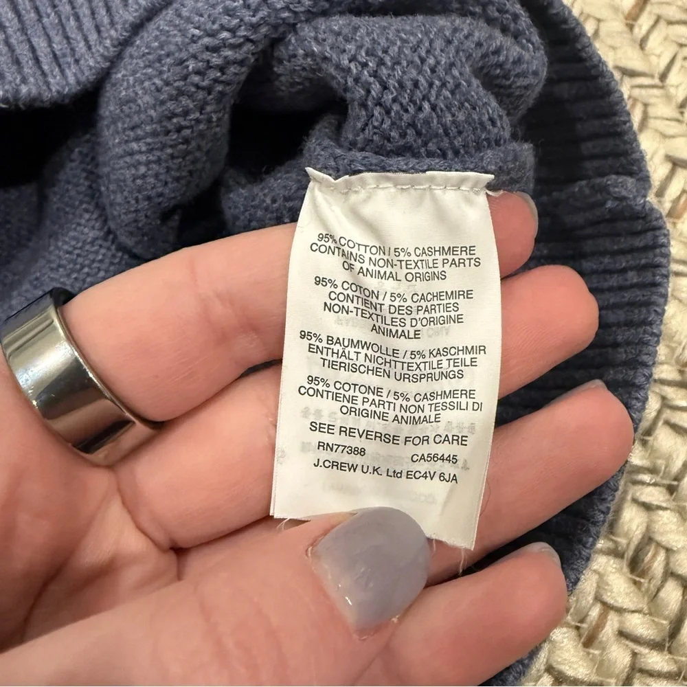 J. Crew Blue Cotton Quarter Zip Sweater