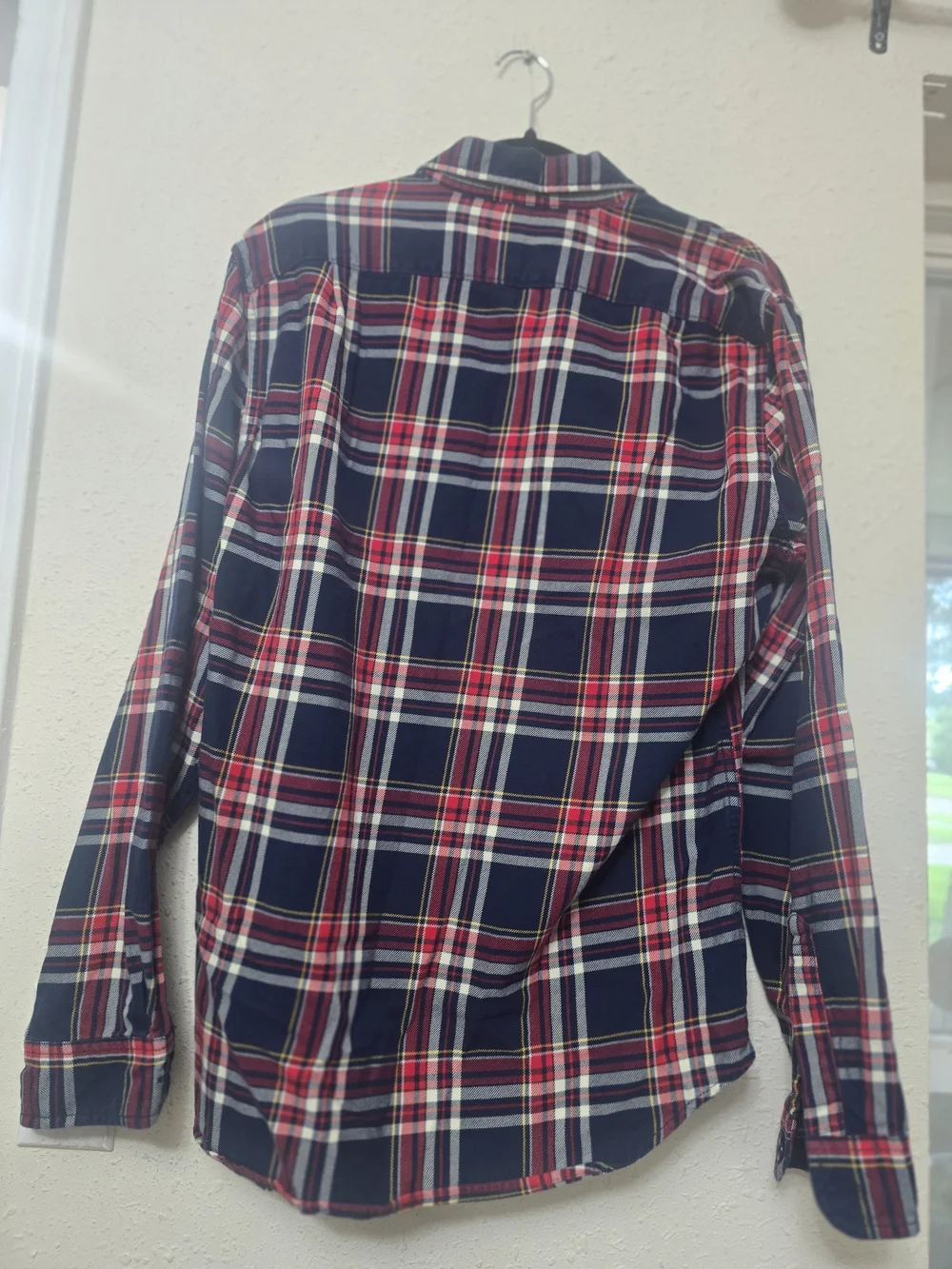 J. Crew Navy and Red Plaid Flannel Shirt