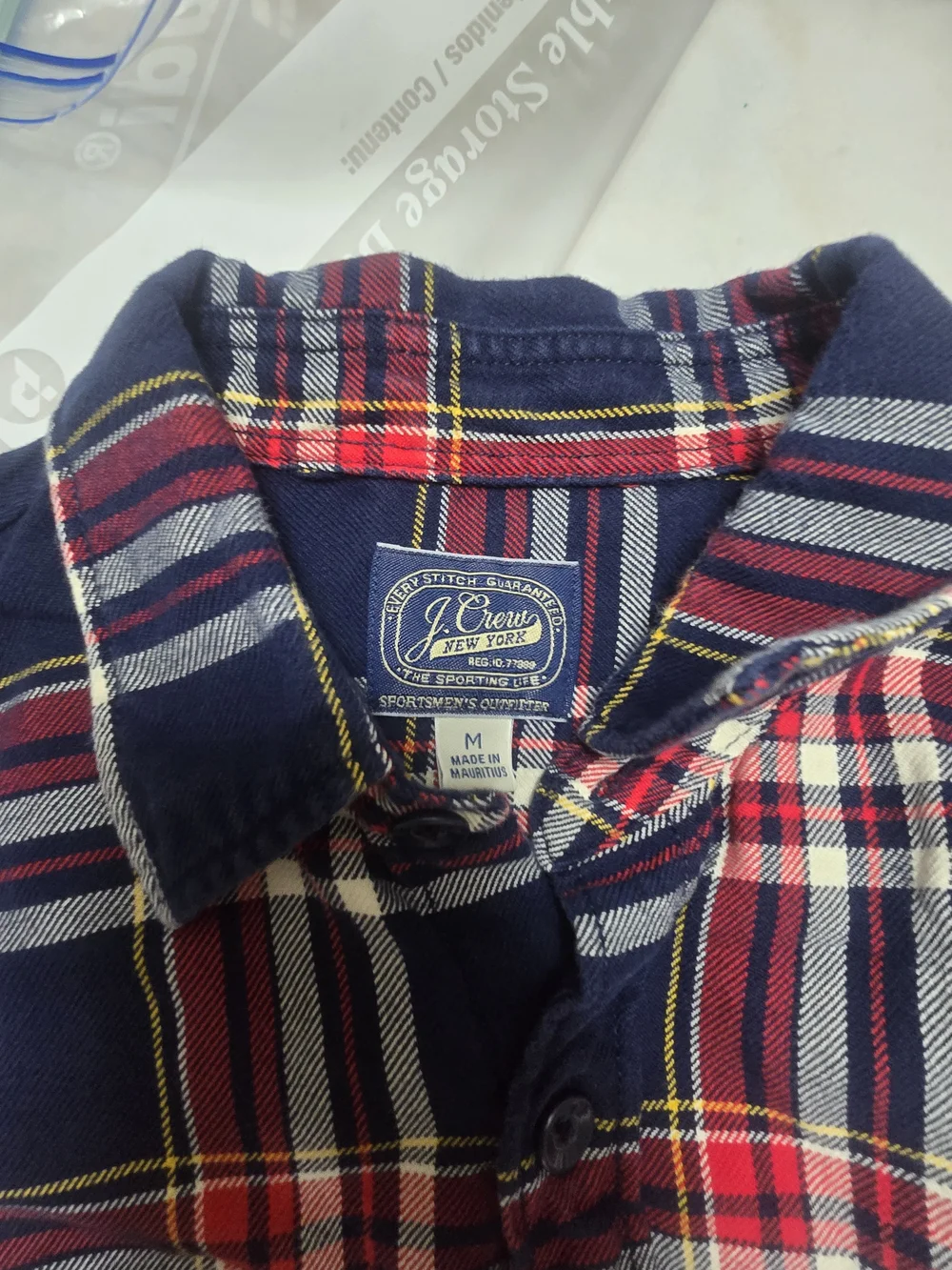 J. Crew Navy and Red Plaid Flannel Shirt
