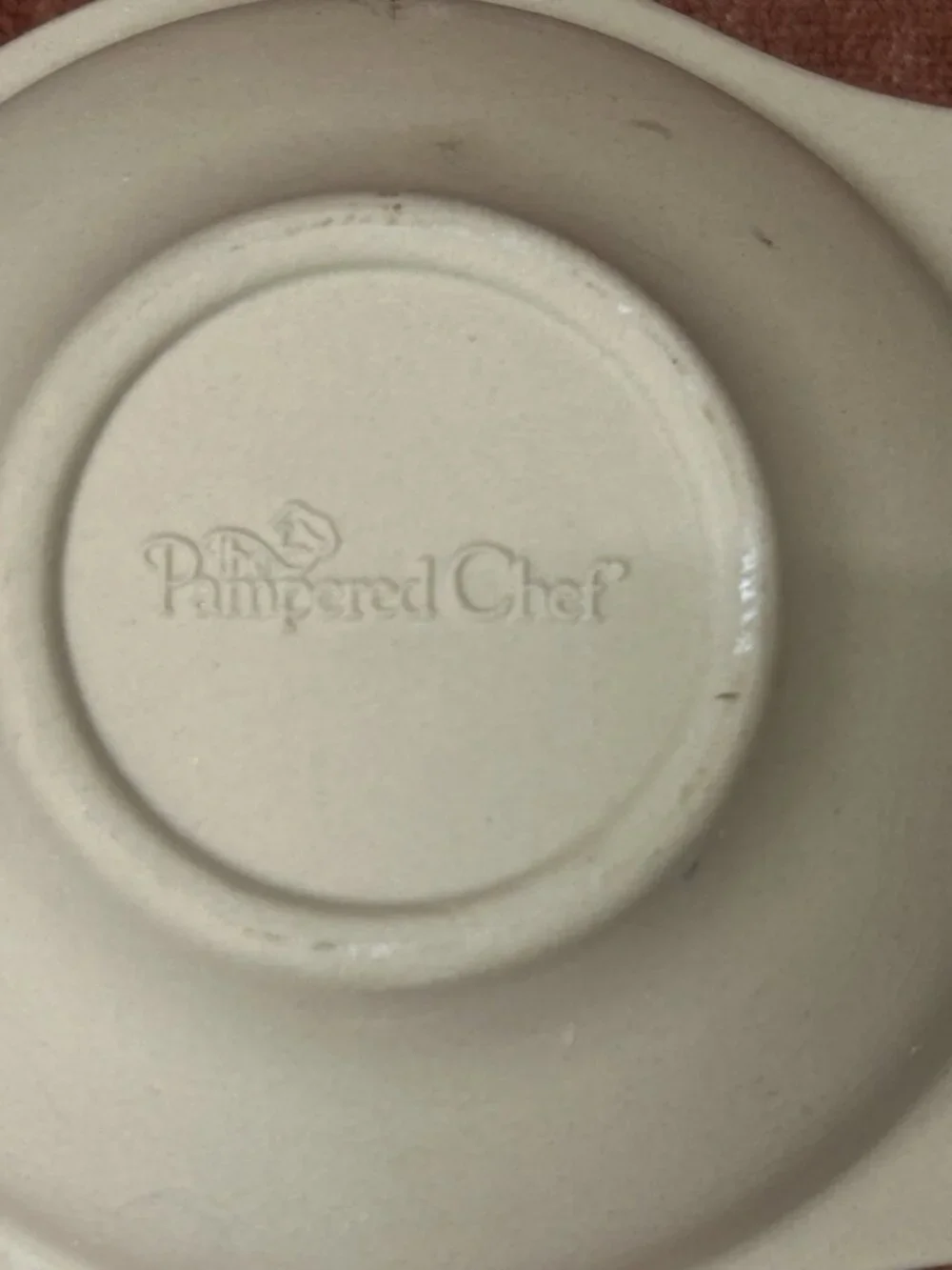 Pampered Chef Microwave Egg Cooker 1372 Tan Stoneware Double Well USA New-no box