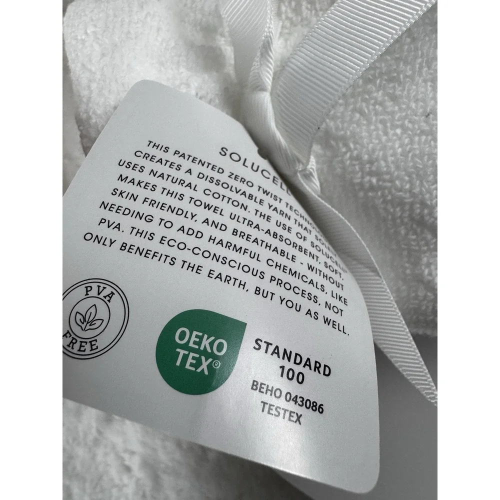 Set Of 2 HOTEL‎ VENDOME Quick Dry Spa Hand Towels White With Black Pattern Cuff