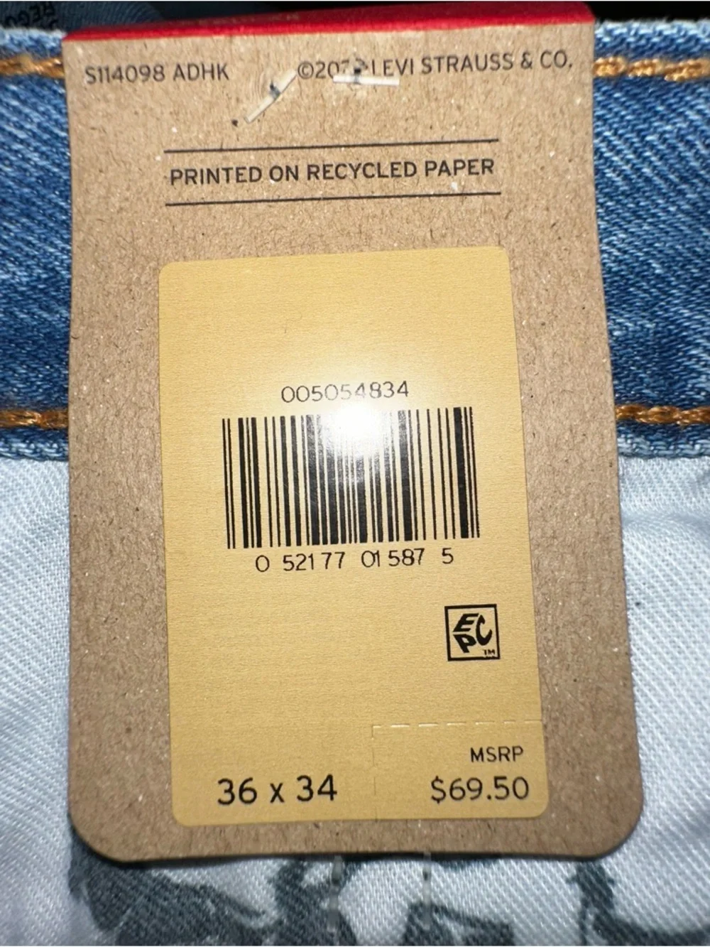 NEW Levi's Men's 505 Regular Fit Jeans Sz 36x34