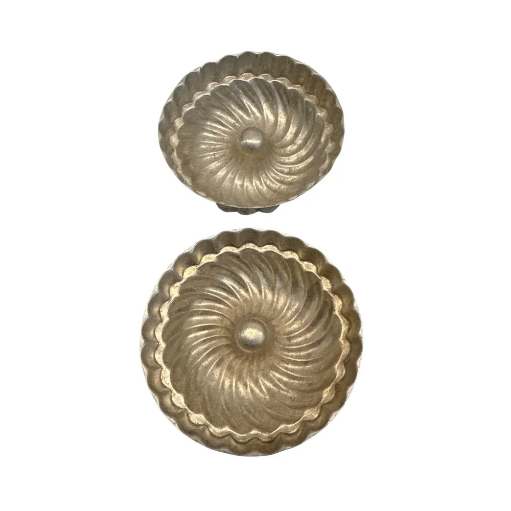 French Fluted Aluminum Molds‎ Pair for Baking or Gelatin 1950s
