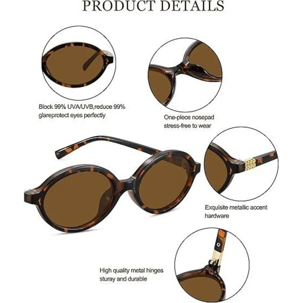Set of 2 WOWSUN Women's Retro Oval Sunglasses Trendy Sun Glasses Sunnies UV400