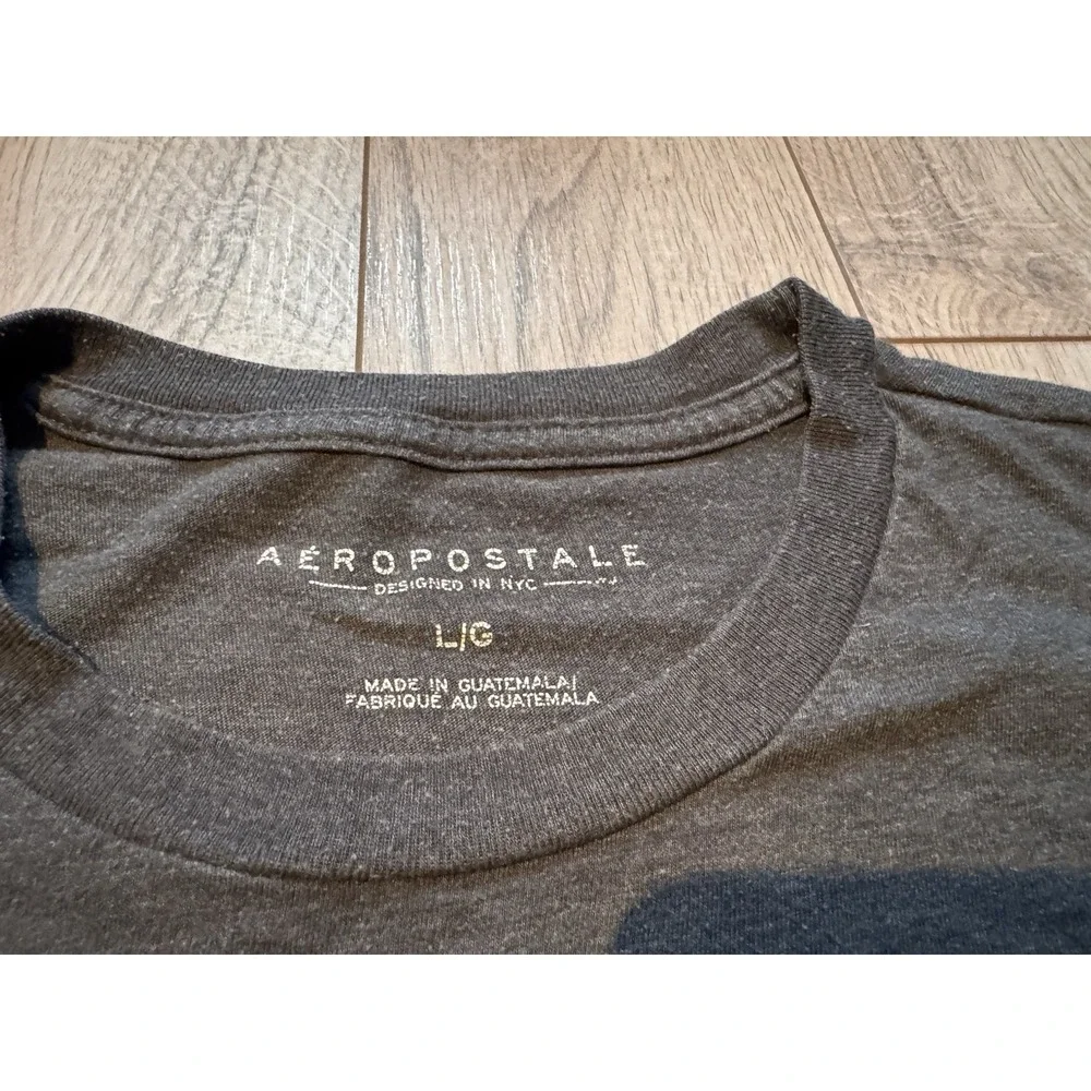 Aeropostale Mens‎ New York 1987 Graphic T-Shirt Charcoal Gray Large Short Sleeve