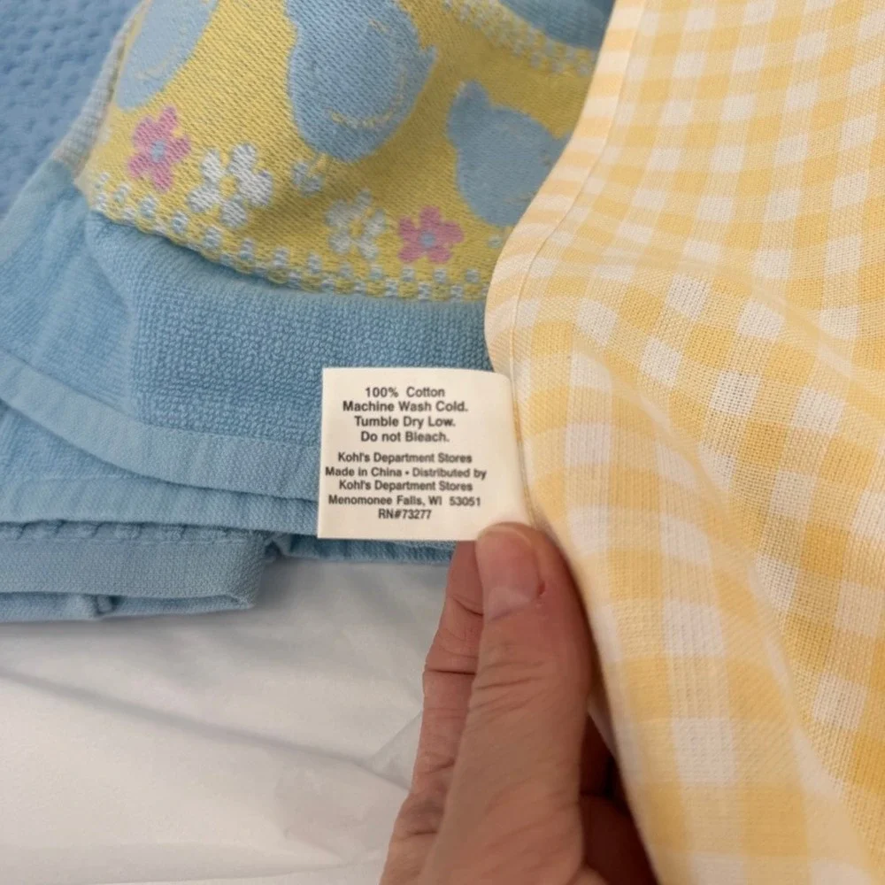 Sonoma Home Goods Kitchen Towels Easter Chick Egg Gingham 4pc Set Spring Decor