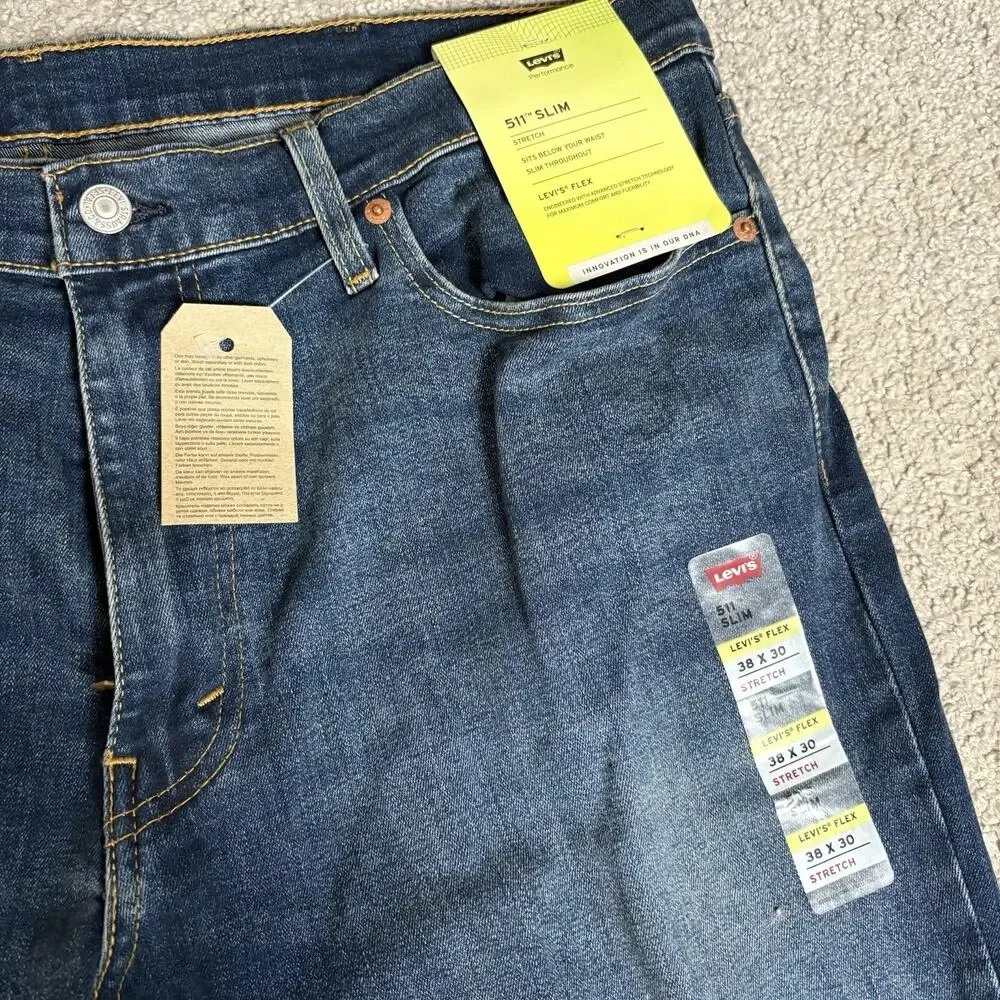 Levi's 511 Denim Slim Fit Men's Jeans Dark Wash Size 36x30 Tailored Stretch