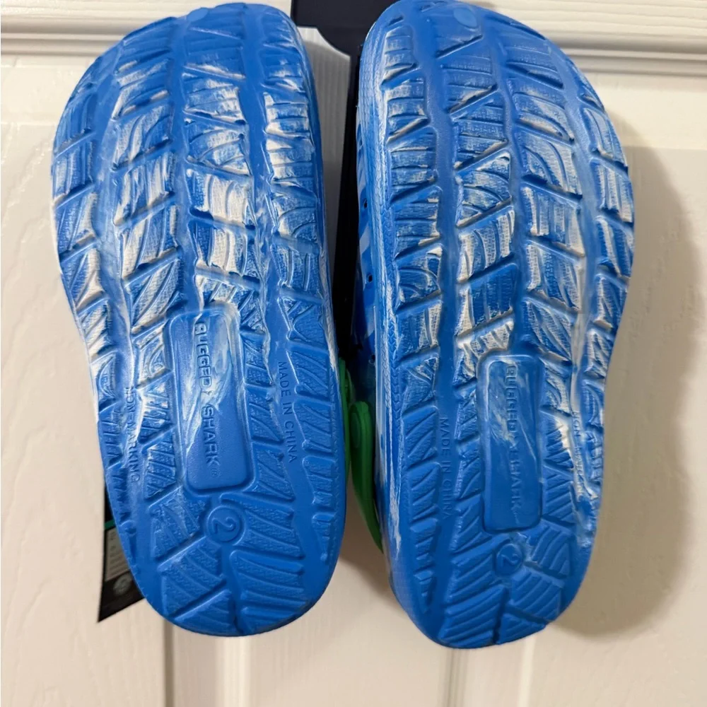 Rugged Shark EVA Clogs Kids Size 2 Blue Green NEW Marble Swirl Water Shoes