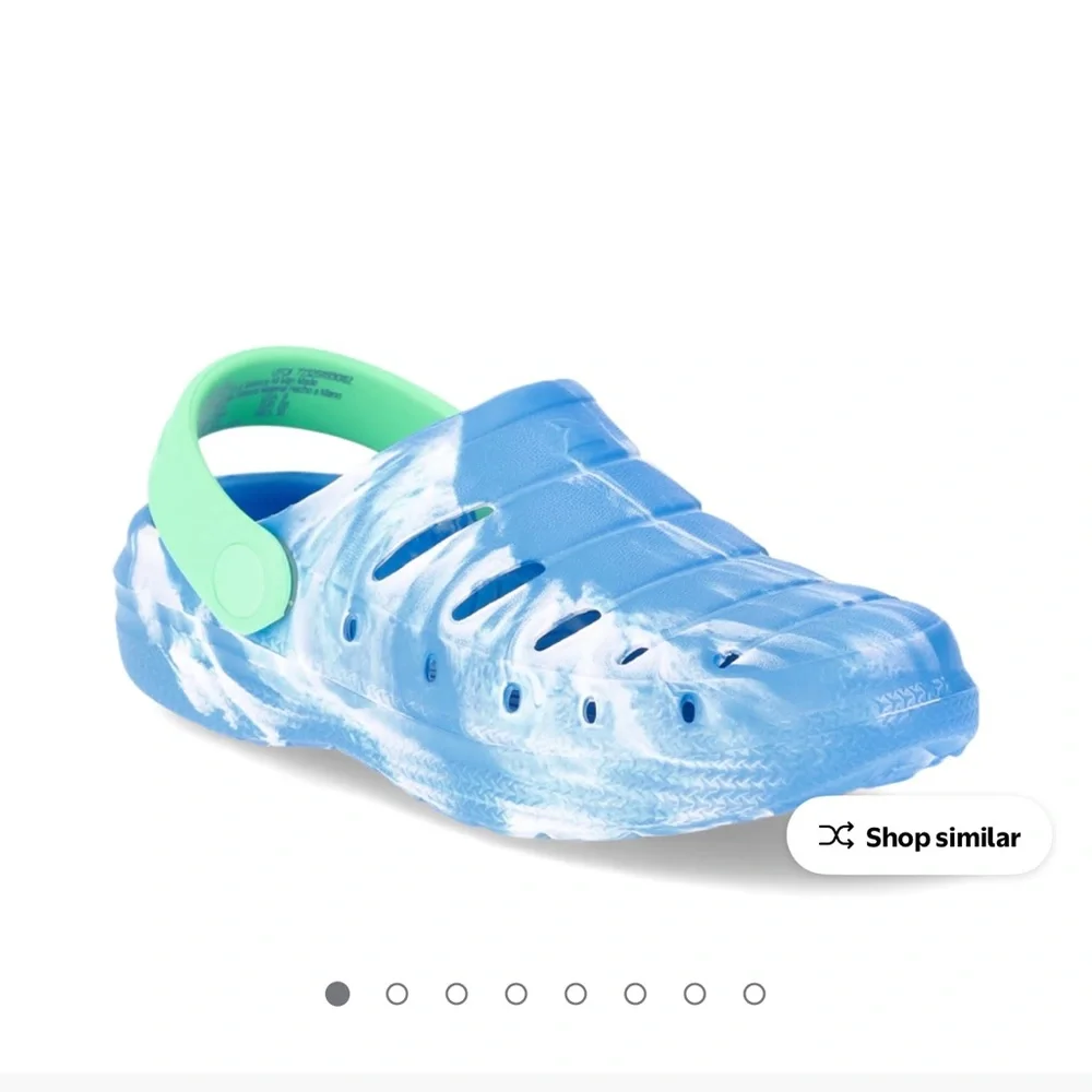 Rugged Shark EVA Clogs Kids Size 2 Blue Green NEW Marble Swirl Water Shoes