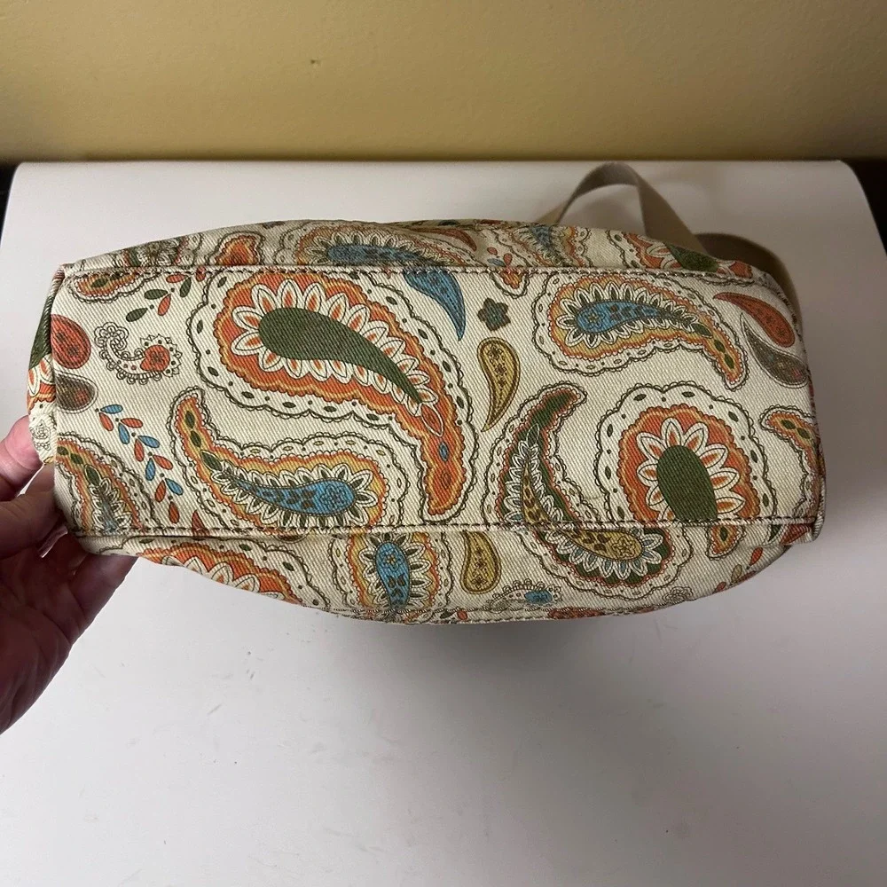Relic Paisley Canvas‎ Crossbody Bag Tan Orange Blue Green Adjustable Strap