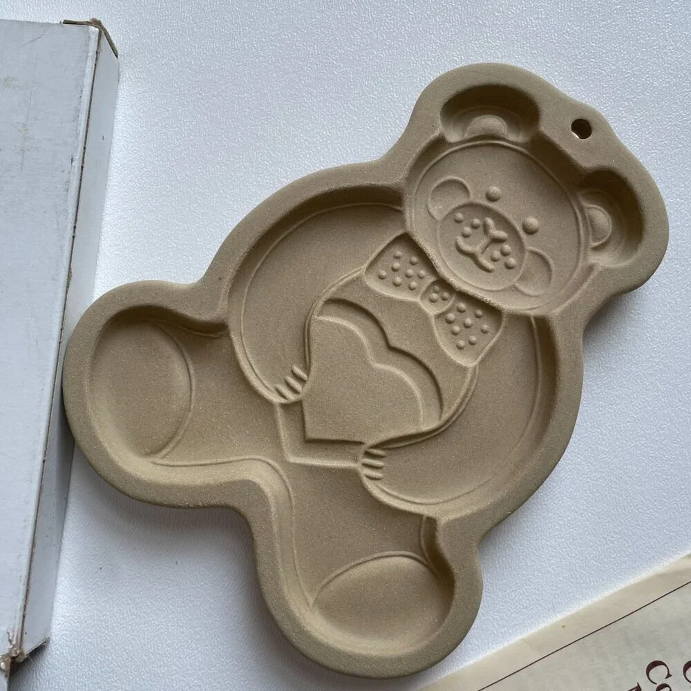 Vintage The Pampered Chef 1991 Teddy Bear Clay Cookie Mold Stoneware #296