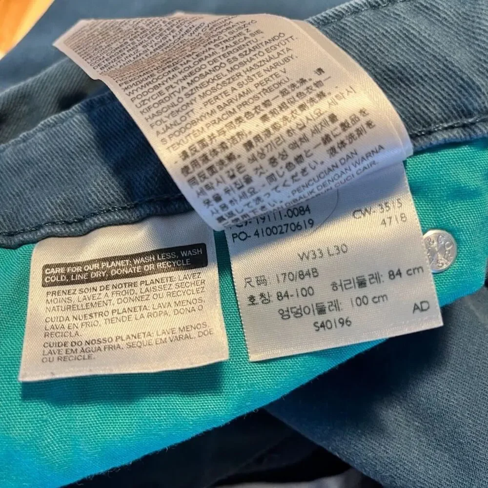 Turquoise‎ Levi 511 Straight Leg Jeans Size 33/30 Measures 36/28