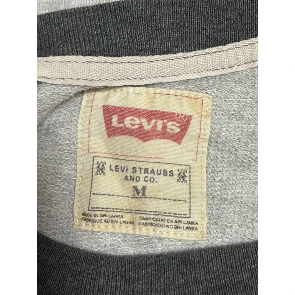 Levis Mens Raglan Sweatshirt Grey Two Tone Crewneck Pullover Size M