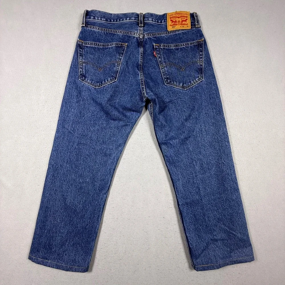 Levis 505 Regular Fit Straight Leg Jeans Medium Wash Blue Mens 32x29