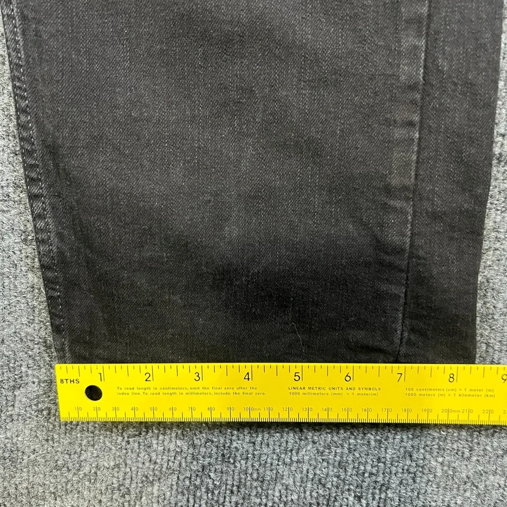 Levis 505 Jeans Mens 42x29 Black Denim Cotton Stretch Logo Mid Rise Straight Leg