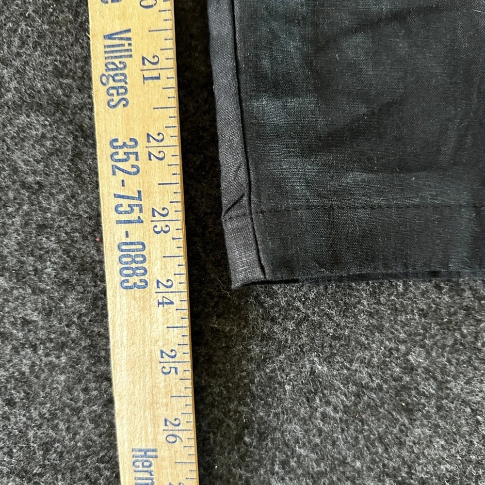 Quince 100% European Linen Wide Leg Pants Black Elastic Waist Size Large Petite