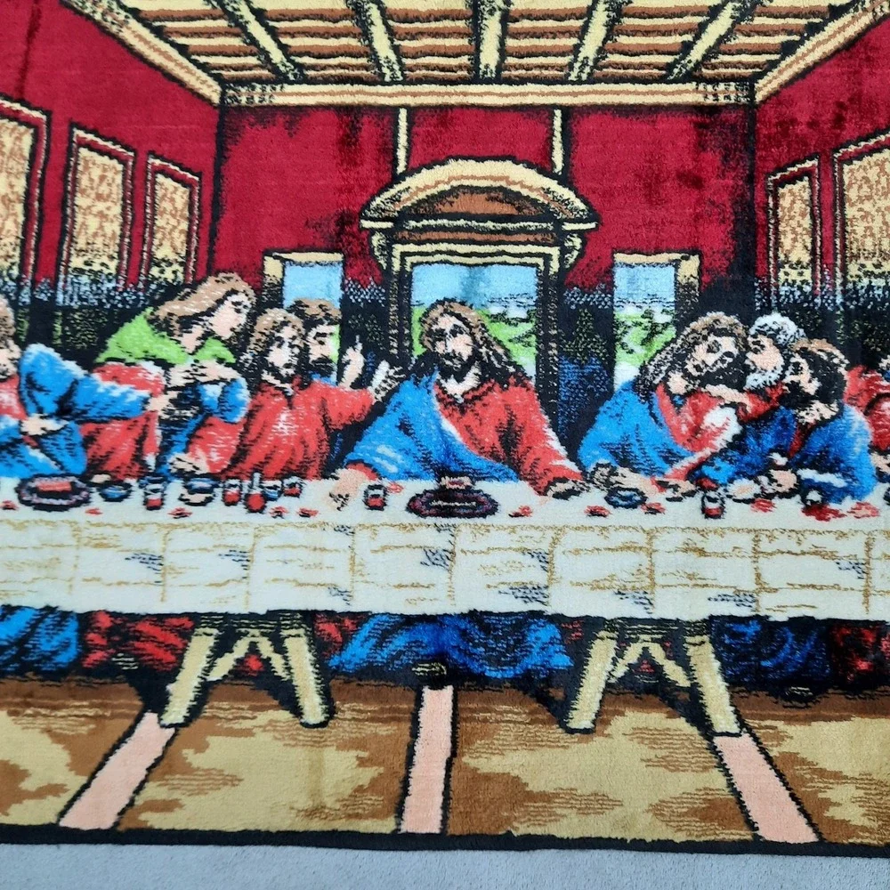 Vintage The Last Supper Jesus Tapestry Wall Hanging Art Religious Made in Italy