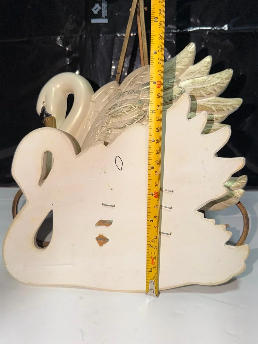 2 - Vintage Miller Studio Chalkware White /Gold SWANS 1968 Wall Hangings Pair