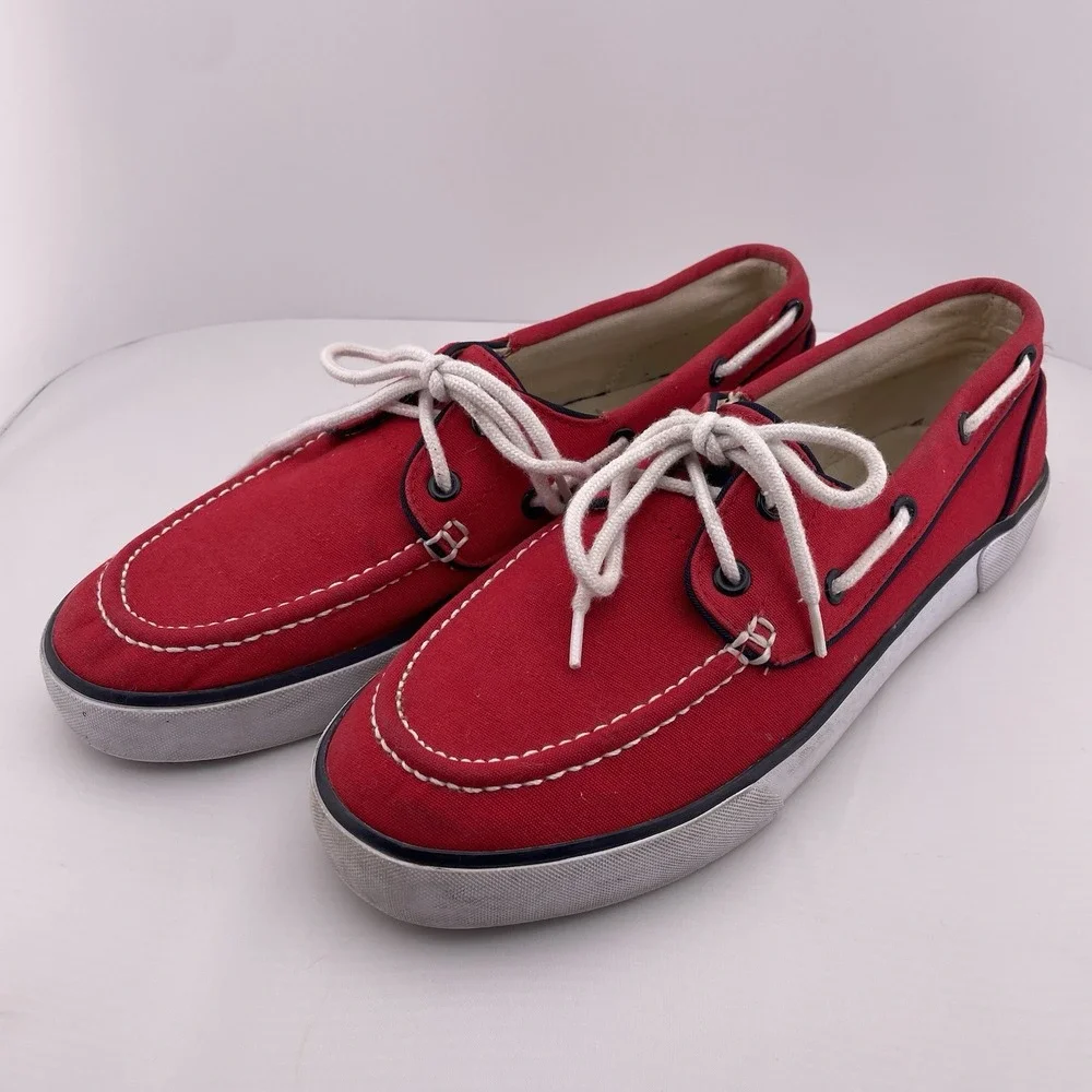 Polo Ralph Lauren Red White & Blue Shoes Size 8 D‎ Canvas Sneakers Boat