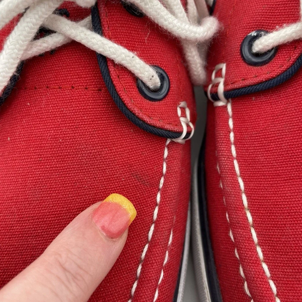 Polo Ralph Lauren Red White & Blue Shoes Size 8 D‎ Canvas Sneakers Boat