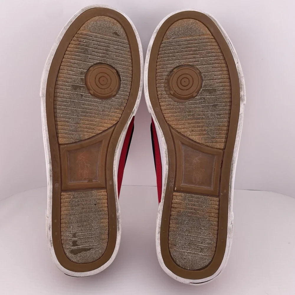 Polo Ralph Lauren Red White & Blue Shoes Size 8 D‎ Canvas Sneakers Boat