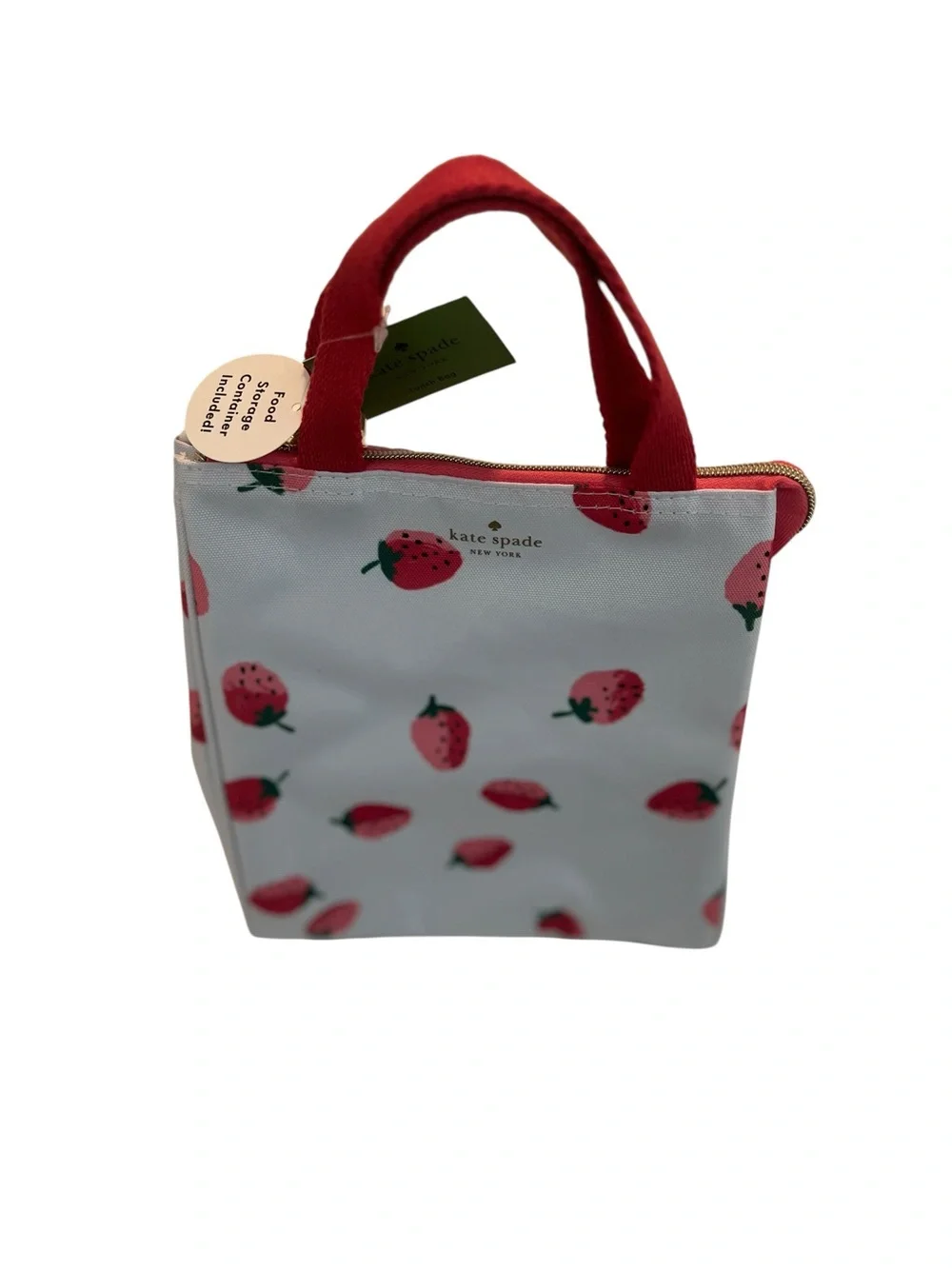 NWT Set of 2 Kate Spade Strawberry Lunch Tote Bags with Container