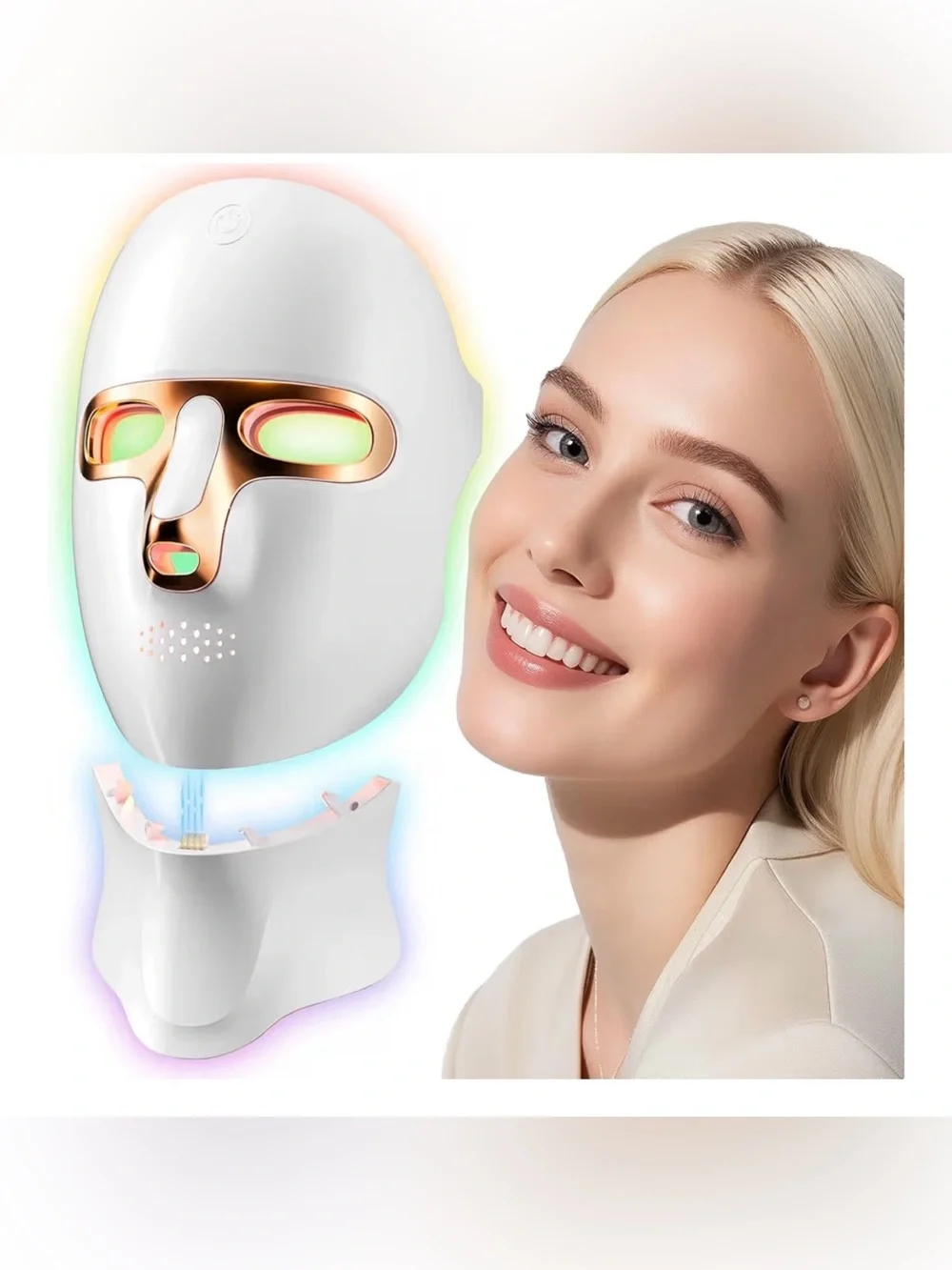 LED Red-Light Therapy Facial Mask for Women Skincare - White