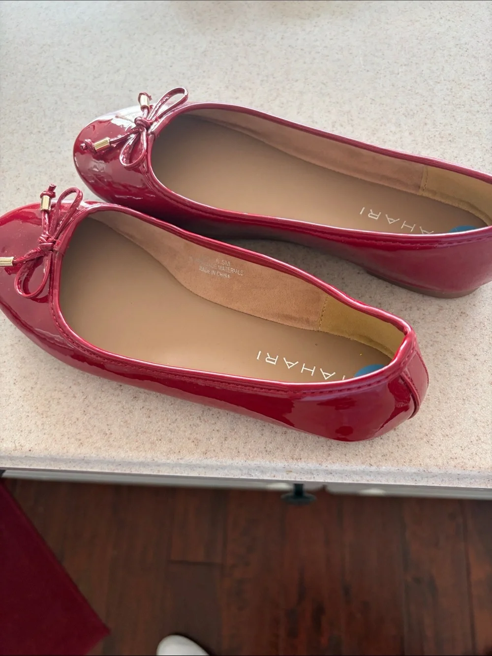 Tahari Red Patent Bow Ballet Flats