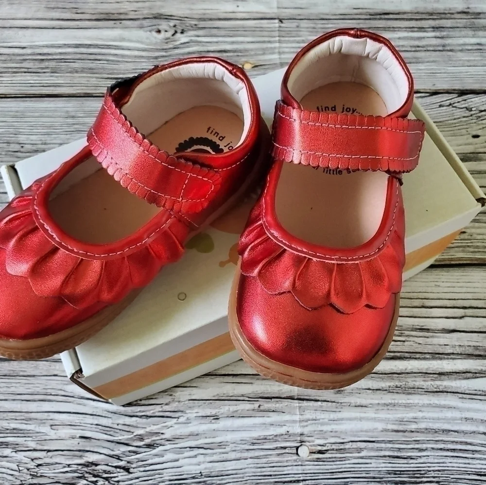 Livie and Luca Ruche Mary Jane Shoes Metallic Red Holiday Christmas Shoes NWOB
