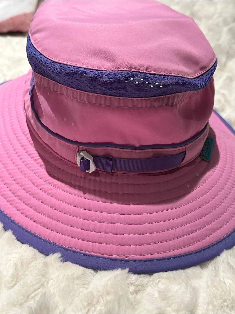 Kids Pink and Purple Sun Bucket Hat - Adjustable Outdoor Hat