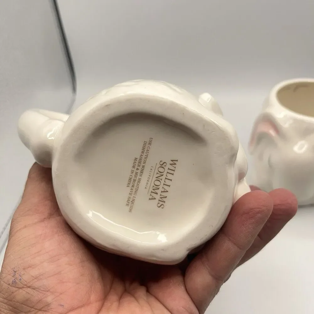 2 Williams Sonoma Figural Bunny Rabbit Mug 