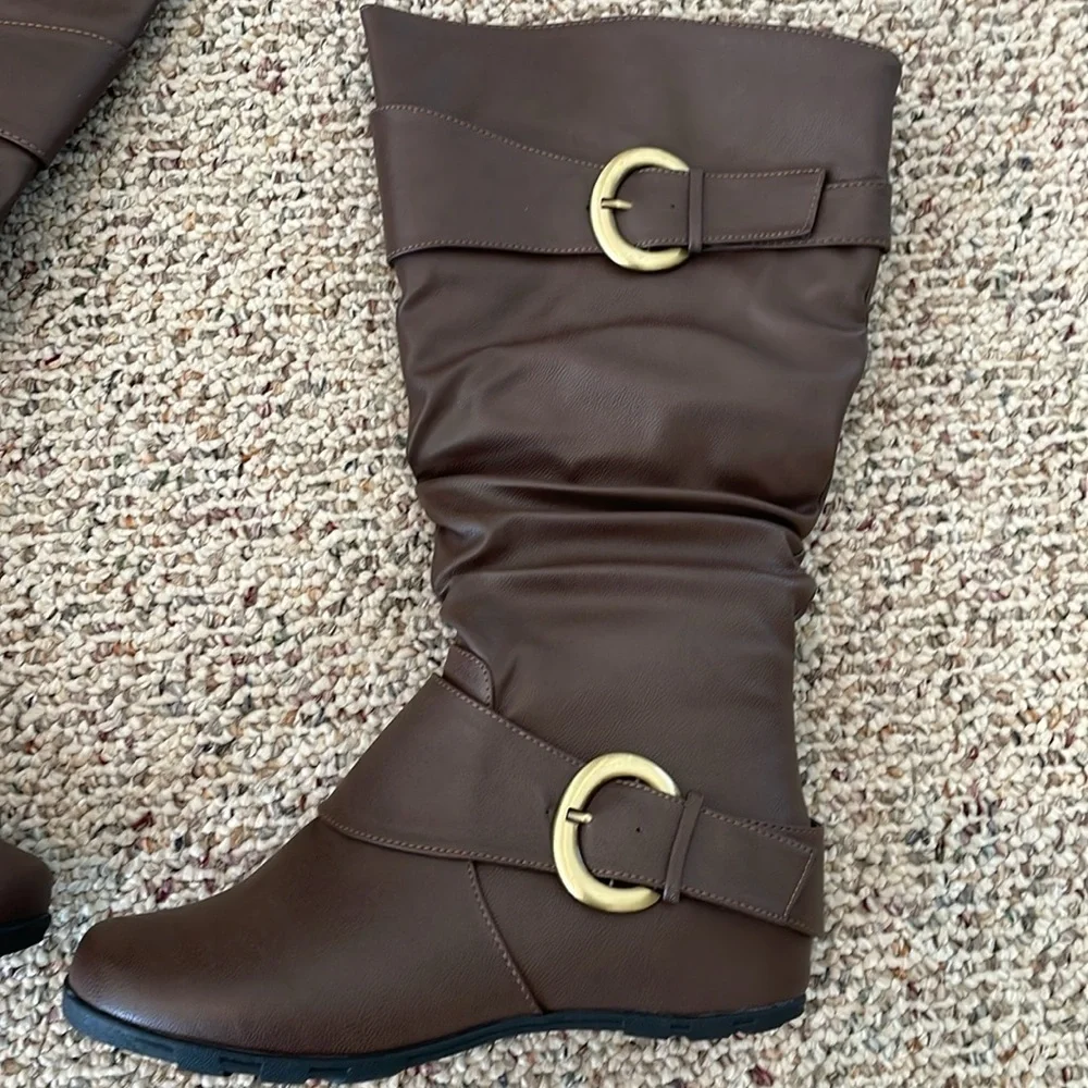 Journee Brown Flat Boots. Size 8. NWT