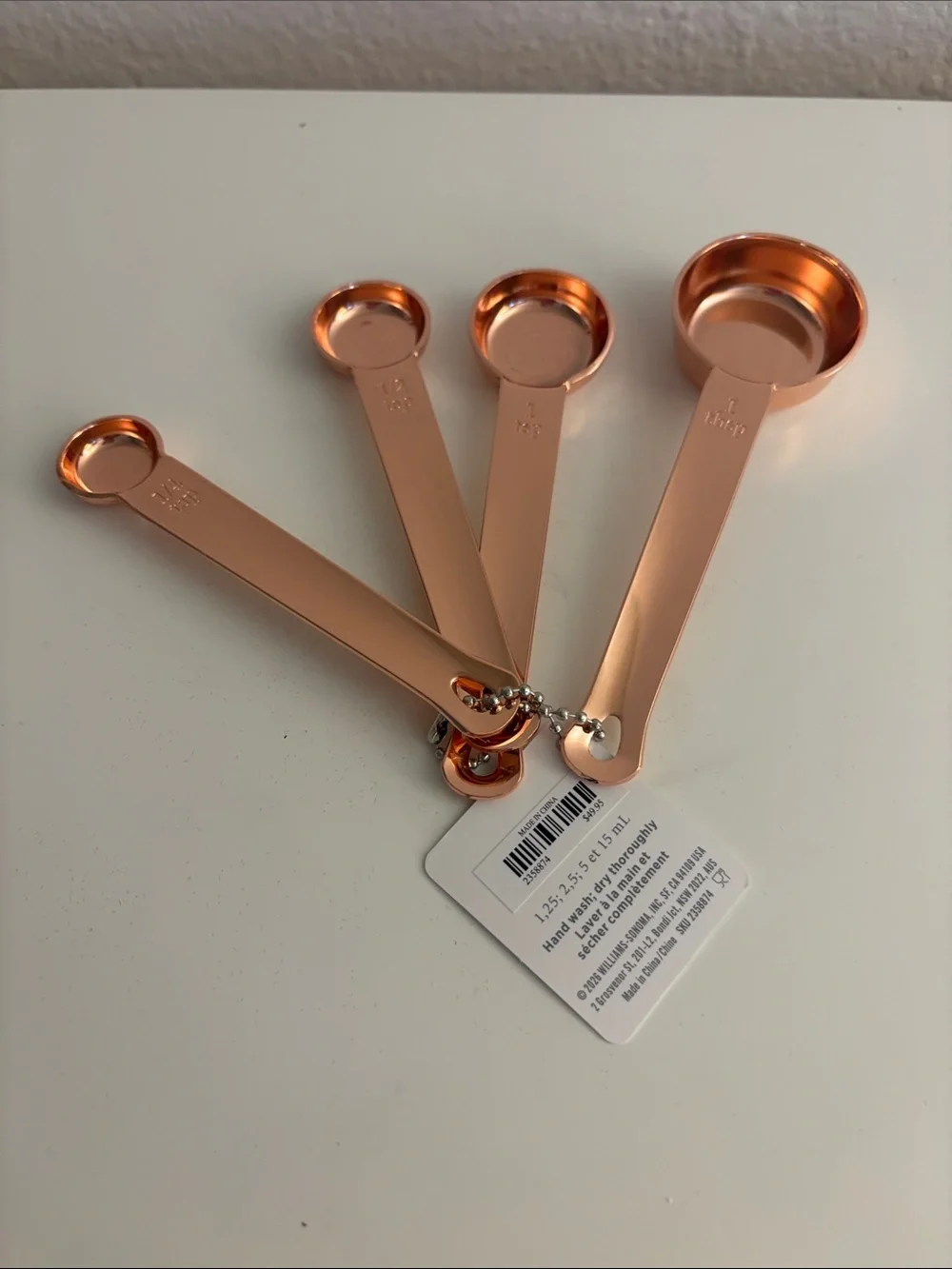 Williams Sonoma Copper-Finish Measuring Spoon Set - Rose Copper