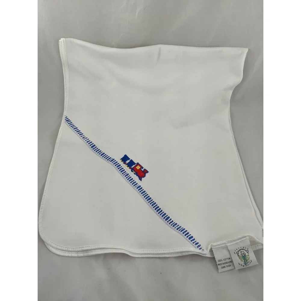 Precious Beginning White Train Baby Blanket About 28x33 Inch‎
